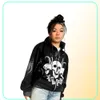 Mulheres Rhine Spider Skull Print Streetwear Hoodies Women Coat Goth Harajuku Y2K Roupas estéticas Grunge Punk Jacket Zip-Up3916009