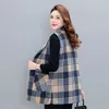 Damesjassen lente herfst halflange plaid vest vrouwen losse mode vest met een borte jas suit kraag kraagvestidos pocket jas