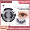 Cílios falsos 1 par de cílios autônomos reutilizáveis ​​de cola grátis para os cílios de olho falso e fofo ferramentas de saúde de beleza magnética dupla maquiagem hkd230817