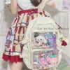 Bolsas da escola Meninas Mochila grande rosa ITA com dois bolsos claros para pin exibição de mulheres Big Kawaii Bag Plate H221 230817