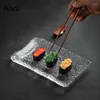 Borden creatief ijs textuur glas Japans rechthoekige bord sashimi sushi schalen