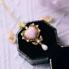 Pendant Necklaces Romantic Sweet Pink Color Agate Beauty Necklace S925 Silver 18k Gold-plated For Women Girl Vintage Fashion Birthday