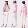 2023New Women's Sports Yoga Jacket Zipper Coat Yoga Suit Fitness Stayランニングフード付きサムホールスポーツスーツジムトレーニングフード付きトップ