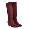 Dress Shoes Big Size 9 10 1115 boot woman winter shoes botas Suede fold sleeve tip thick heel 230816