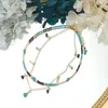 Ankjes lii ji zwarte spinel apatiet/groene onyx/citrine 2 mm kristal dubbele laag enkelband 243cm handgemaakte bohe mode sieraden voor vrouwelijke 230816