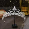 Hårklipp prinsessa bröllop brud brudtärna tiara krona pannband flickor kristall strass smycken tillbehör brud huvud prydnad
