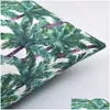 Pillow Case Waterproof Outdoor Cushion Er Two-Sided Print Throw Tropical Decorative Pillowcase For Garden Patio Home Decor Drop Deli Otq7W