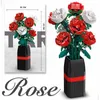 Blocks kreativer MOC Red Rose Vase Pflanzen Modell Bausteine ​​Romantische klassische Blumen Bouquet Topf -Spielzeug Valentinstag Geschenk R230817