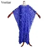 Casual Dresses vSstiar Floral Mesh See Through Africa Dress for Women Fashion Batwing Sleeve Brodery Maxi Vestidos Loose African Clothes