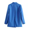 Dames pakken blazers dames zwart blazer modekantoor slijtage dubbele borsten jas vintage lange mouw zakken vrouwelijke bovenkleding chic tops 230817