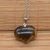 Pendant Necklaces Crystal Quartz Heart Shaped Carved Gem Stone Tumble Polished Necklace On Adjustable Cord Natural Jewelry