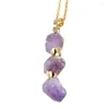 Pendant Necklaces KFT Natural Healing Crystal Quartz Stone Irregular Purple Amethysts Yellow Citrines Reiki Necklace