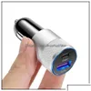 Chargeur de voiture USB Quick 15W 3 1A Type C PD Adaptateur de téléphone à charge rapide pour 13 12 11 Pro Max Huawei Honor Drop d dhufd livraison mobiles dhltz