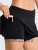 2023 LU Mulheres Yoga Tennis Court Rival Salia plissada Roupas de ginástica Roupas de ginástica feminina Esporte ao ar livre Running Fitness Golf Pants