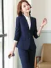 Tweede stuk broek voor dames zwart blauw grijs 2 set dames pant suit kantoor dames formeel zakelijk werk carrière slijtage blazerjack en broek