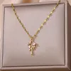 Hangende kettingen 316L roestvrij staal traanbloem bloem zirkon ketting voor vrouwen goud kleur sieraden cadeau accessorie groothandel