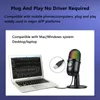 Mikrofoner USB -kondensor Mikrofon med stum brusreducering Örtillgång Funktionsspel MIC för PC Computer Laptop Video Recording 230816