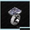 Anelli di banda Europa e America Yellow Gold Plasso Bling Ice Out Big Diamond Cz Stone per bei gioielli Z209S DR1GP Delivery Delivery Delivery Dhivp