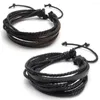 Braccialetti fascino moda marrone nero marrone in pelle fatta a mano intrecciata surfista maschile braccialetti avvolgimento del braccialetto