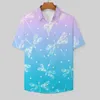 القمصان غير الرسمية للرجال Dragonfly قميص تجريدي تصميم شاطئ فضفاض هاواي y2k بلوزات قصيرة الأكمام ملابس كبيرة الحجم