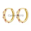 Charm ZHUKOU Round small hoop earrings Candy hoop earrings for women rainbow Gold color Summer huggies earrings wholesale VE834 J230817