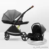 Strollers# 3in1 Baby stroller can sit lie down lightweight foldable stroller with car seat high landscape detachable car carrying basket R230817