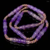 Loose Gemstones 40 8mm Weathered Purple Agate Long Beads For Jewelry Making Diy String Bracelet Beaded Necklace Charms Old Bead Accessorie