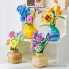 Block 500+PCS 3D Assembly Model Flower Rose Sunflowers Byggnadsblock Potted Garden Toy Diy Romantic Bouquet With Vase for Kid Adults R230817