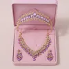 Necklace Earrings Set Itacazzo Bridal Headwear Of Four Crown&Necklace&Earrings Purple-Colour Women's Fashion Party Tiaras (excluding Box)