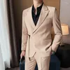 Men's Suits 2023 Arrival Men Smart Business Casual Two Pieces Set Suit Male Fashion Blazers Jacket Trousers Dress Coat Tops H199