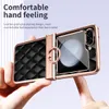 Samsung Galaxy Z Flip 5 4 3 Flip4 Case Leather Ring Hinge Protection Cover를위한 도금 브래킷