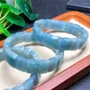 Strand Natural Aquamarine Brangle Bracelet Fashion Женщины заживление ювелирных украшений Gemstone Рейки Энергетический камень праздник 10x14 мм