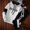 Homens S Tracksuits Est Moda Treino Manga Longa Com Capuz Calças Esportivas Define Pulôver Suéter Tops e Jogging Roupa Casual