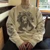 Men's Hoodies Men Hip Hop Vintage Ripped Sweatshirt Streetwear Jesus Graphic Print Washed Pullover Autumn Harajuku Cotton Oversized