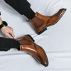boots茶色のチェルシーブーツ男性用アンクルビジネススクエアトゥスリップオンメンズブーツサイズ38-45 230816