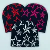 Beanieskull Caps Goth Pentagram Beanie Caps Y2K Star Jacquard Sticked Warm Hip Hop Unisex Elastic Knit Hat Skull Cap for Women Men 230816