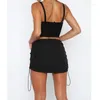 Faldas para mujeres Lado de dibujo ajustable Bodycon falda negra sólida mini elástica linda y2k short sexy sport corriendo