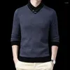 Suéteres masculinos suéter de lã de lã Botões de moda de inverno masculino malha jumper caxemira knitwear longa com mangas compridas