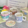 Becher Pilze 9527 Koreanische Illustration Mädchen Herz Süß Blume Busch Keramik Becher Frühstück Wasser Tasse Milchsaft