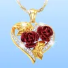 Halskette Ohrringe Set Creative Love Rose Heart Anhänger für Frauen exquisite Zirkon für immer romantische Valentinstag Schmuck