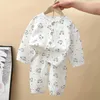 Conjuntos de ropa para niños, conjuntos de pijamas de otoño para bebés, niños y niñas, abrigo de manga larga, pantalones, 2 uds., trajes de dormir, ropa estampada bonita para niños