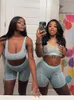 Women's Two Piece Pants Women Tracksuits Matching Sets Sexy Sleeveless Sporty Crop Top Skinny Shorts Suits Mesh Pink See Though 2 Two Pieces Outfits J230816