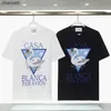 Camisetas masculinas harajuku 23sss nova casablanca letra imprimindo camiseta preta de alta qualidade homens mulheres 100% algodão casual tee hkd230817