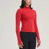 Aktiva skjortor med logotyp Yogajacka Hösten och vinter Varm Nylon tummen Butt Sports Tight Stretch Jogging Fitness Clothes Women