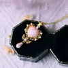 Collane a ciondolo romantico dolce rosa color agata collana di bellezza s925 argento 18k oro placcata per femmina ragazza vintage vintage compleanno