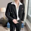 Garnitury męskie formalne garnituru Mężczyźni Slim Fit Fashion Society MENS SUNKS Zestawy podwójnie piersi/spodnie dwuczęściowe biuro