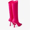 Klänningskor 2023 Style Women's Knee Boots Brand Design Clothing Show Fashion Point High Heels Chelsea Storlek 42 43 230816