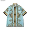 Mäns T-shirts Men's Casablanca Style Summer Hawaiian Shirt Men Vintage Luxury Palace Digital Print Kort ärmskjorta och shorts Set för Beach HKD230817