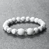 Strand Charm Beaded Bracelet For Women Men 8mm Natural Stone Stretch Bangles Buddhist Prayer White Wrist Jewelry Male Bracelets