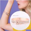 Manchet Koreaanse stijl riempen gespeld open armbanden lederen rosé goud vergulde glanzende colorf glitter gepersonaliseerde bangle voor vrouwen meisjes l d dhchb